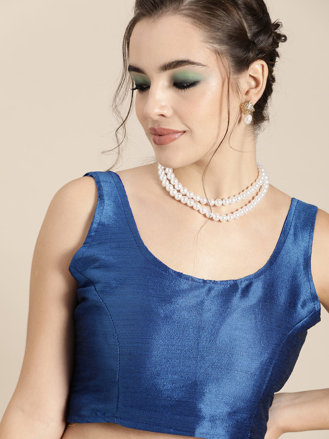 Saree Mall Blue Floral Sequinned Linen Blend Chanderi Saree | Swadesiicart