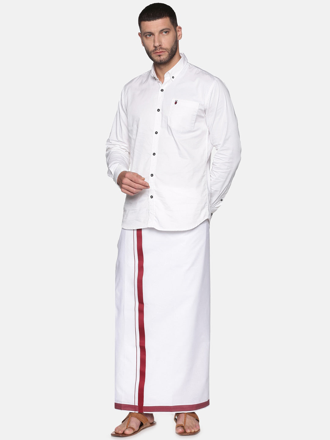 Sethukrishna Men White Solid Dhoti | Swadesiicart