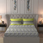 MYTRIDENT Grey Green Geometric Cotton 144 TC Queen Bedsheet With 2 Pillow Covers - Swadesiicart