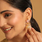 Nuyug 22K Gold Plated Rose Quartz Stone Studded Ethnic Jhumkas | Swadesiicart