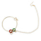 Gold-Polished White Red Stone-Studded Pearl Beaded Nosepin - Ruby Raang | Swadesiicart