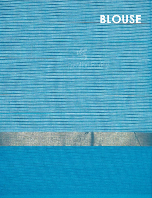Dual Shade of Milk White And Sky Blue Pure Mangalgiri Cotton By Gayathri Reddy Designer Studio | Swadesiicart