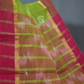 Dual Shades of Parrot Green And Pink Mangalagiri Ikkat Cotton Saree By Gayathri Reddy Designer Studio | Swadesiicart