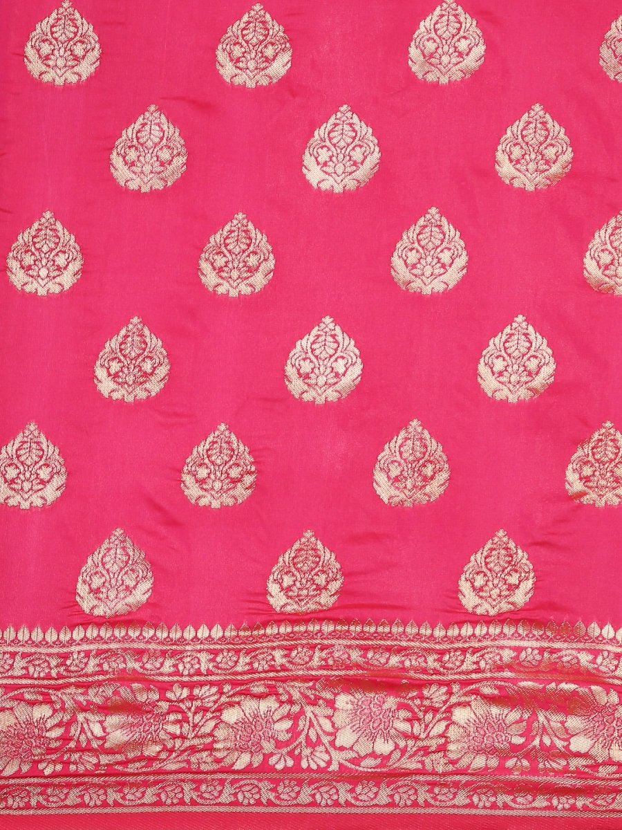 Anouk Pink & Gold-Coloured Woven Design Pure Silk Heavy Work Banarasi Saree | Swadesiicart