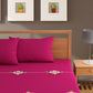 Bajo's Pink & Cream-Coloured Printed Cotton 210 TC King Bedsheet with 2 Pillow Covers