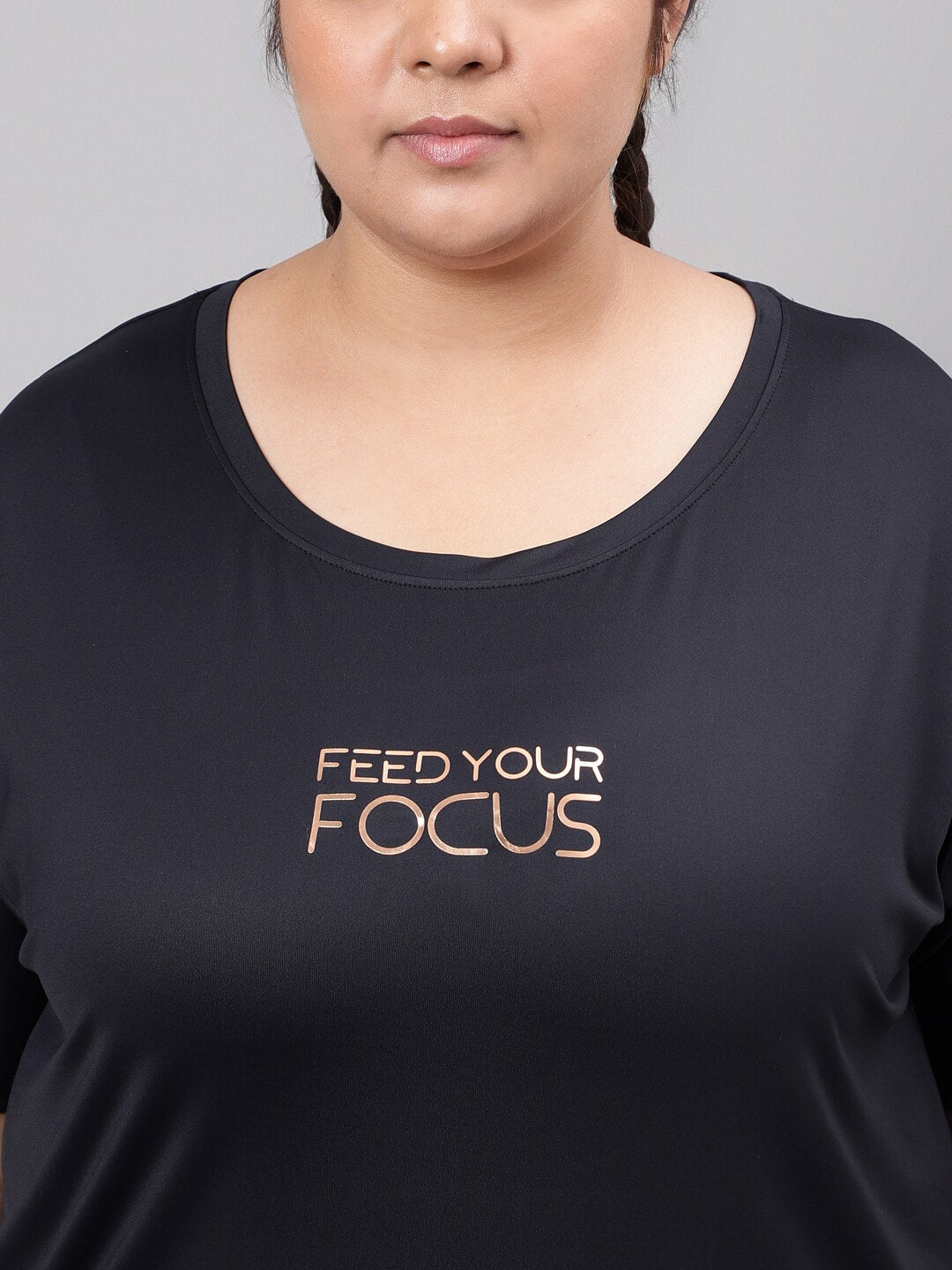 MKH Plus Size Typography Printed Relaxed Fit Dri-FIT T-shirt - Swadesiicart