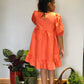 ArthLife Orange Butterfly Embroidered Dress