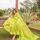 Tikhi Imli Printed Ruffle Saree With Mirror Embroidered Work Blouse | Swadesiicart