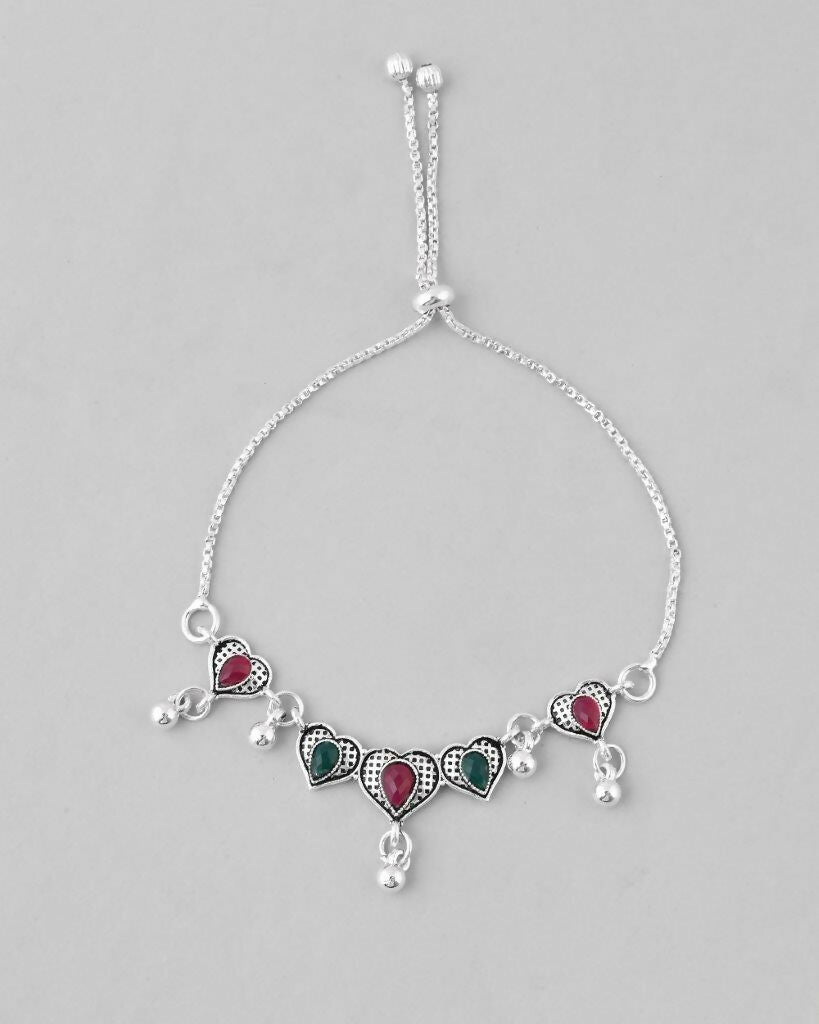VOJ Set of 2 Traditional Heart Shaped Designer Anklet - Swadesiicart