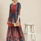 Juniper Womens Navyblue Dull Satin Floral Print Maxi Dress | Swadesiicart