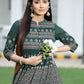 Juniper Womens ONN Jadegreen Georgette Foil Print Maxi Dress | Swadesiicart