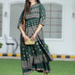 Juniper Womens ONN Jadegreen Georgette Foil Print Maxi Dress | Swadesiicart