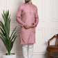 Sojanya Men Pink & Off-White Woven Design Kurta with Churidar | Swadesiicart