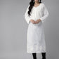 ADA Women White & Black Chikankari Embroidered Handloom Kurta with Cotton Churidar | Swadesiicart