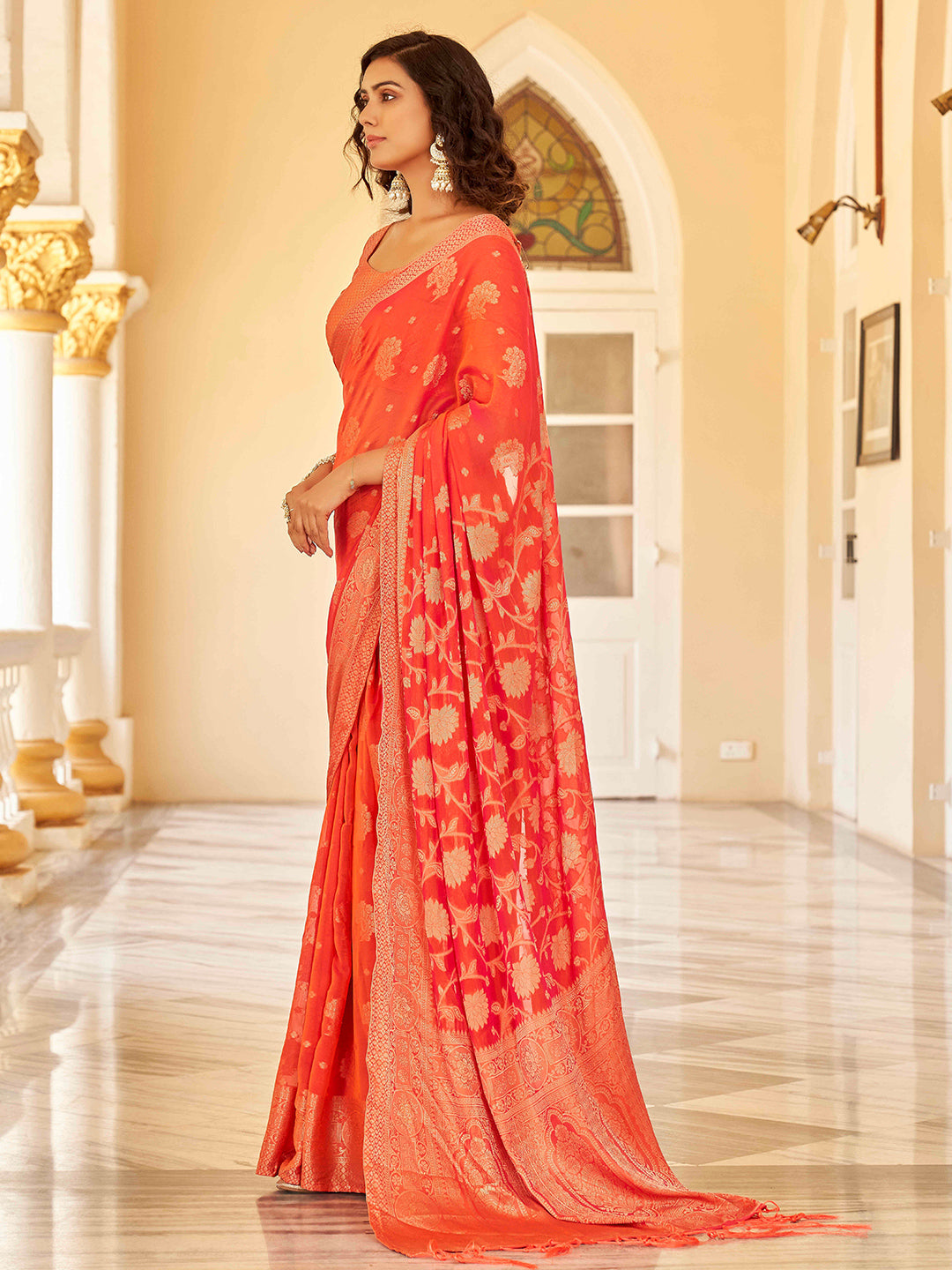Tikhi Imli Ethnic Motifs Zari Art Silk Saree | Swadesiicart