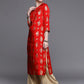 Biba Women Red Floral Foil Printed Kurta - Swadesiicart