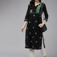 ADA Women Ethnic Motifs Embroidered Cotton Chikankari Floral Kurta | Swadesiicart