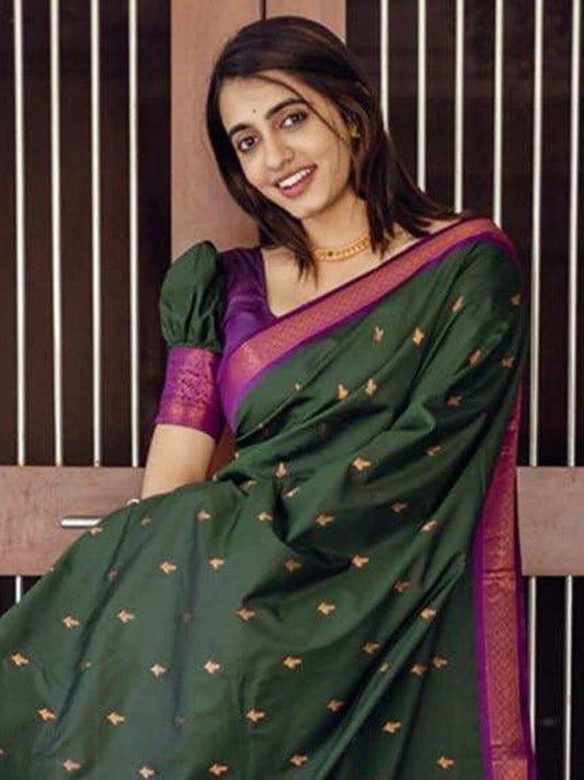 Kalini Ethnic Motifs Woven Design Zari Silk Blend Banarasi Saree | Swadesiicart