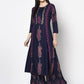Aniyah Rayon Navy Blue Color Block Print Flared Slip-On Palazzo (AN-216K)