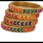 Afast Bridal Wedding & Party Fashionable Colorful Glass Bangle/Kada Set, Pack Of 4 - Multicolor - Afast Enterprises