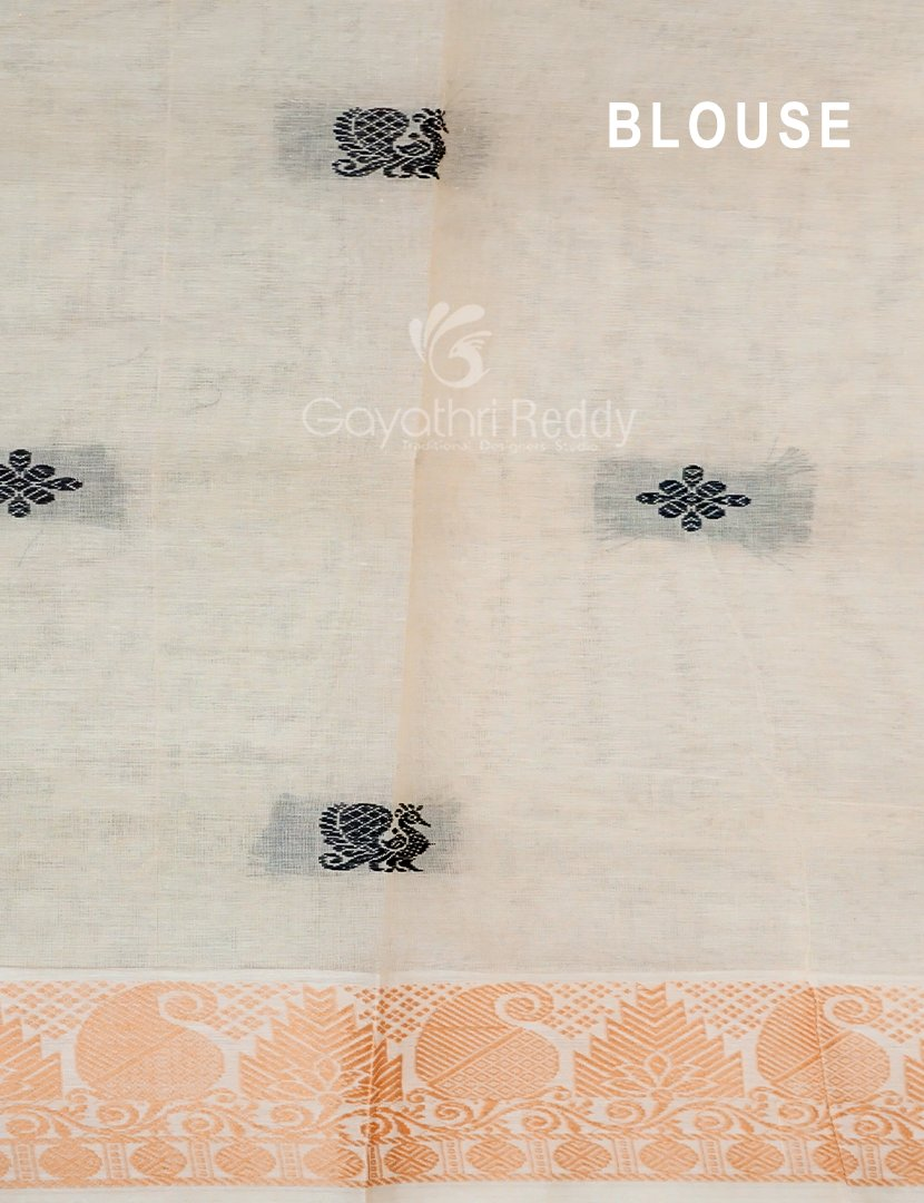 Kalanetha Shades of Grey Pure Kanchi Cotton Saree With Kanchi Traditional Border By Gayathri Reddy Designer Studio | Swadesiicart