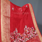 Vibrant Bright Red With Floral Motifs Pure Dola Silk Saree By Gayathri Reddy Designer Studio | Swadesiicart