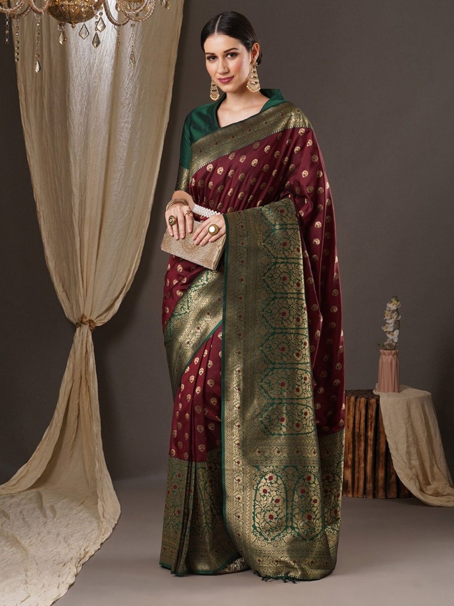 Anouk Woven Design Zari Banarasi Saree | Swadesiicart