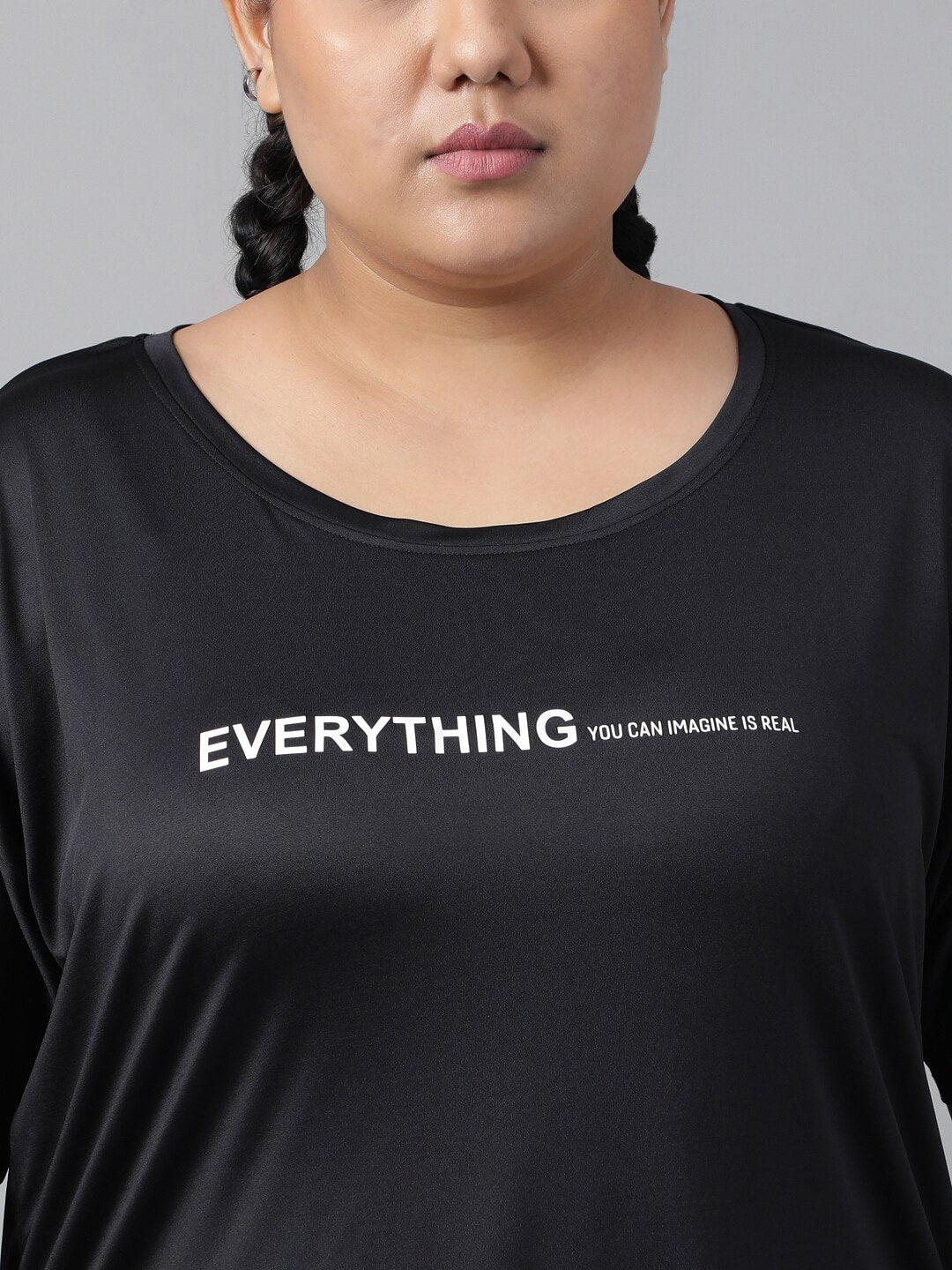 MKH Plus Size Relaxed Fit Typography Printed Drop Shoulder Sleeves Dri-Fit Sports T-shirt - Swadesiicart