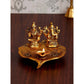 eCraftIndia Antique Gold-Toned Metal Handcrafted Laxmi Ganesh With Diya On Leaf | Swadesiicart