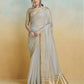 Anaita Grey Handloom Khadi Silk Zari Woven Work Saree With Blouse Piece