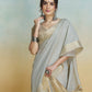 Anaita Grey Handloom Khadi Silk Zari Woven Work Saree With Blouse Piece