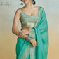 Anaita Mint Handloom Khadi Silk Zari Woven Work Saree With Blouse Piece