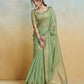 Anaita Olive Handloom Khadi Silk Zari Woven Work Saree With Blouse Piece