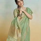 Anaita Olive Handloom Khadi Silk Zari Woven Work Saree With Blouse Piece