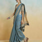 Anaita Blue Handloom Khadi Silk Zari Woven Work Saree With Blouse Piece