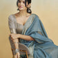 Anaita Blue Handloom Khadi Silk Zari Woven Work Saree With Blouse Piece