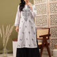 ADA Ethnic Motifs Embroidered Notch Neck Cotton Chikankari Straight Kurta | Swadesiicart