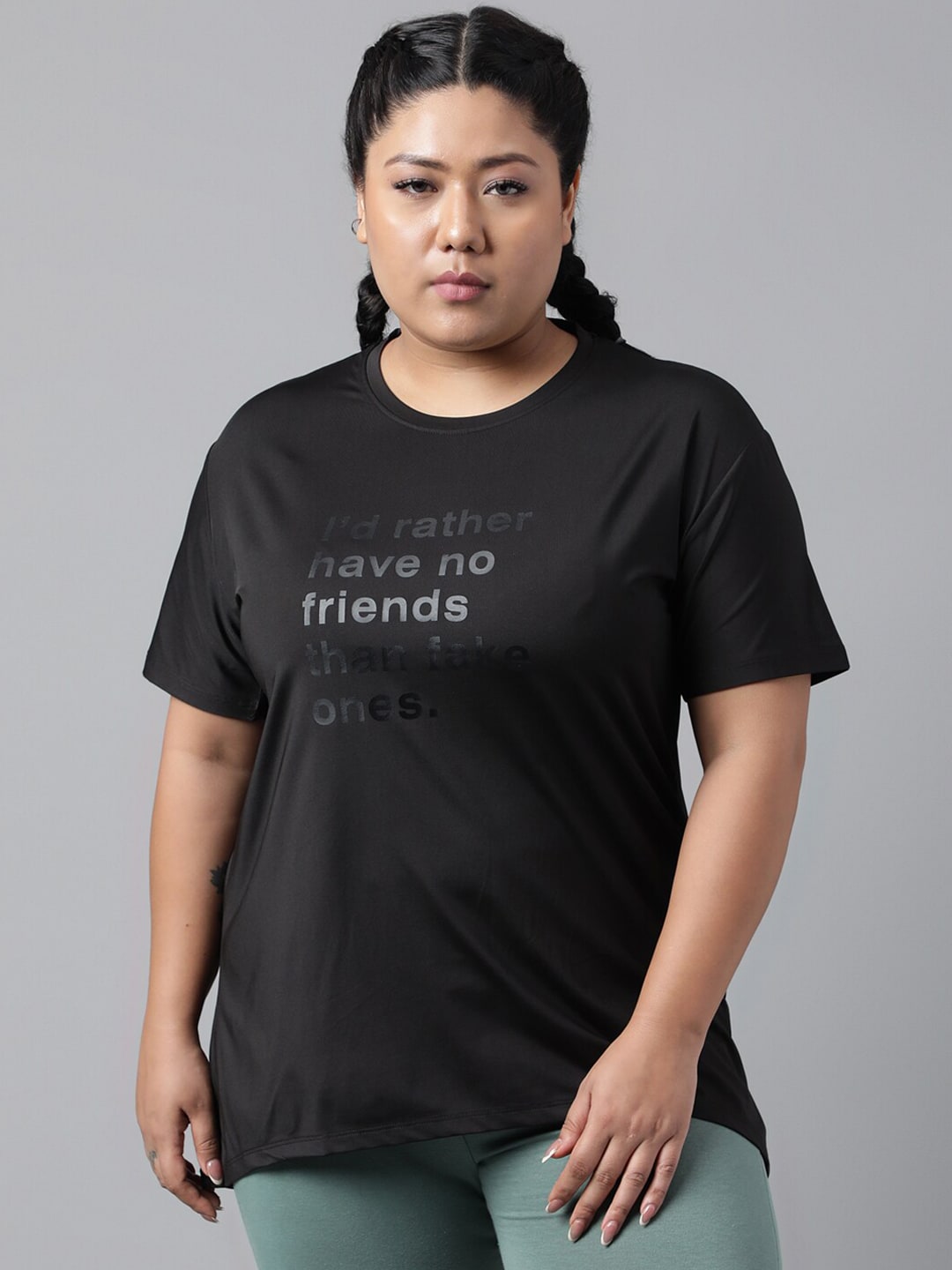 MKH Typography Printed Plus Size Drop Shoulder Sleeves Relaxed Fit Dri-FIT Sports T-shirt - Swadesiicart