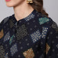 Aks Bandhani Printed Mandarin Collar Straight Kurta