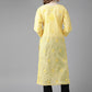 ADA Women Yellow & Black Chikankari Embroidered Handloom Kurta with Cotton Trousers | Swadesiicart