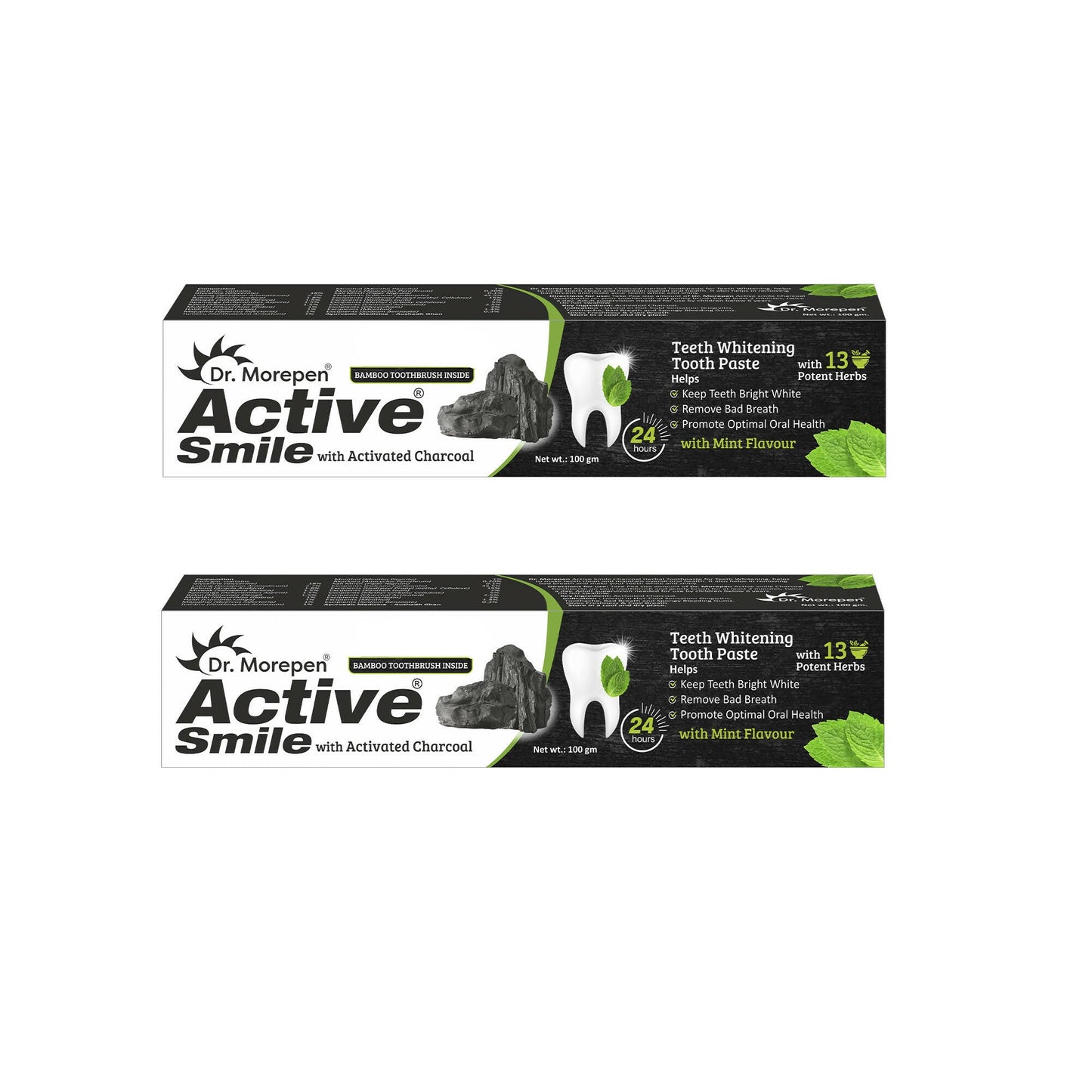 Dr. Morepen Active Smile Charcoal Toothpaste for Teeth Whitening & Bad Breath Removal - Swadesiicart