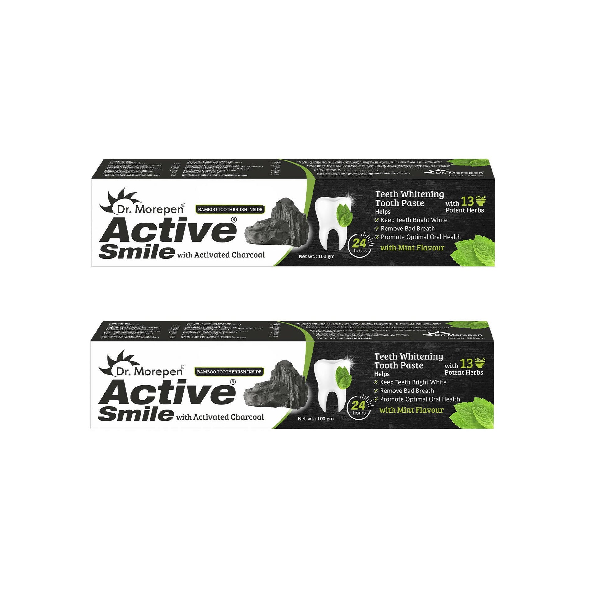 Dr. Morepen Active Smile Charcoal Toothpaste for Teeth Whitening & Bad Breath Removal - Swadesiicart