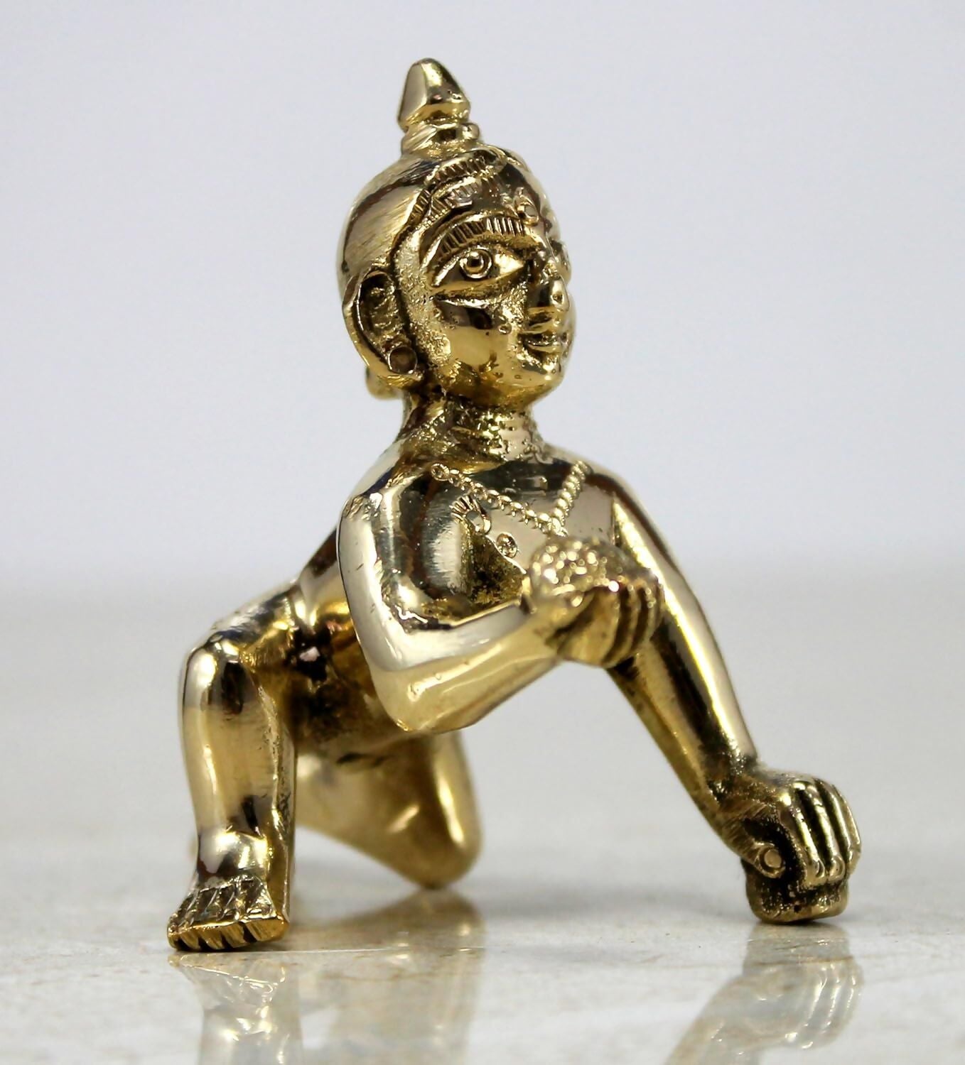 StonKraft Brass Laddoo Gopal Baby Krishna Murti Idol - Swadesiicart