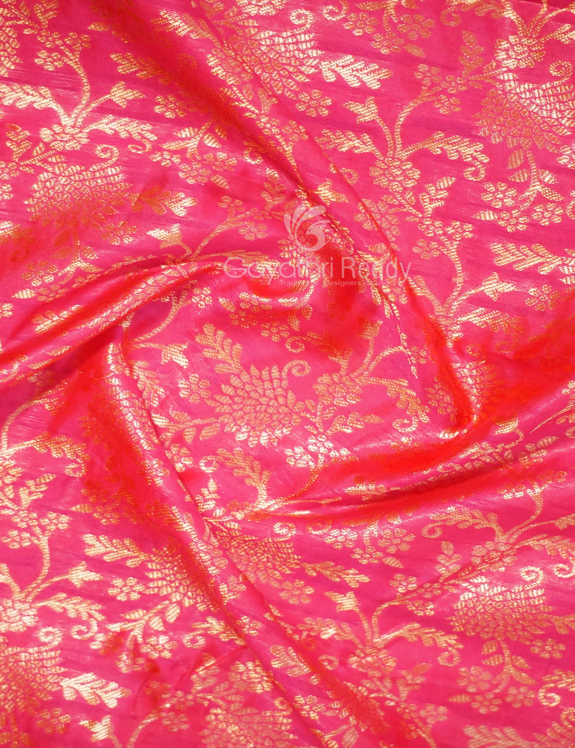 Shades of Peach Pink Floral Designbanaras Semi Silk Saree By Gayathri Reddy Designer Studio | Swadesiicart