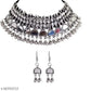 Tehzeeb Creations Women's Silver Plated Necklace Set With Mirror Design - Swadesiicart