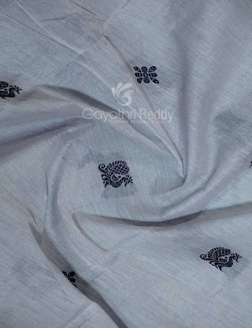 Kalanetha Shades of Grey Pure Kanchi Cotton Saree With Kanchi Traditional Border By Gayathri Reddy Designer Studio | Swadesiicart