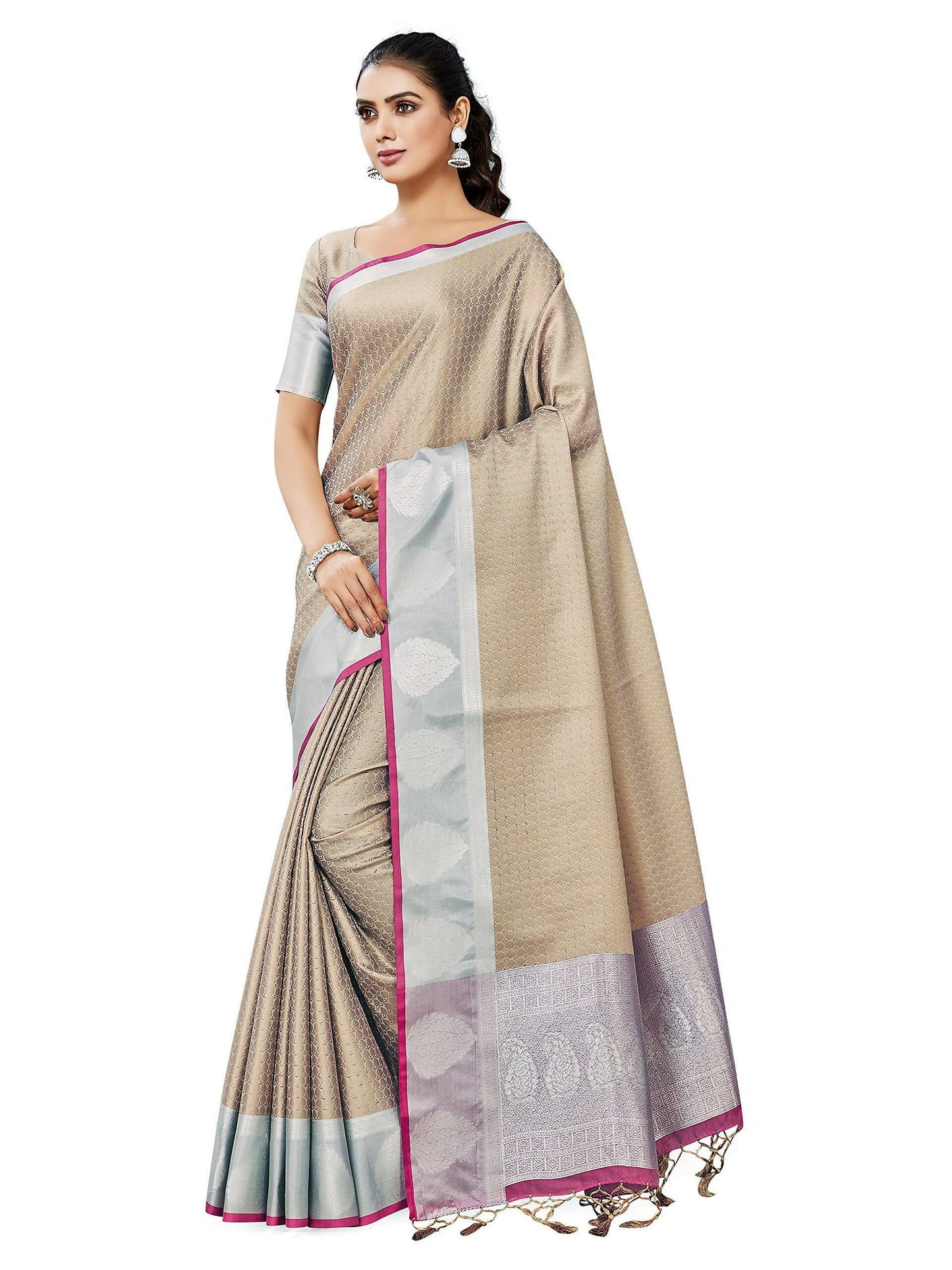Mimosa Women's Banarasi Art Silk Brown Saree | Swadesiicart