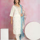 Ethnic Festive Wear Viscose Chanderi Off White Stitched Suit With Dupatta - Tanisha | Swadesiicart