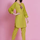 Women Republic Green Lurex Cotton Hand Embroidered Kurta With Pants | Swadesiicart