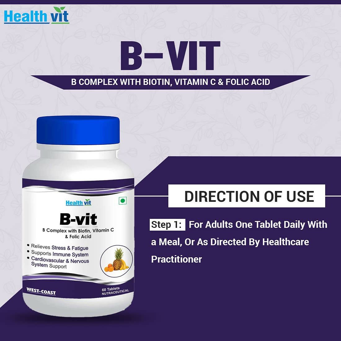 Healthvit Nutrition Natural B-Vit Tablets - Swadesiicart